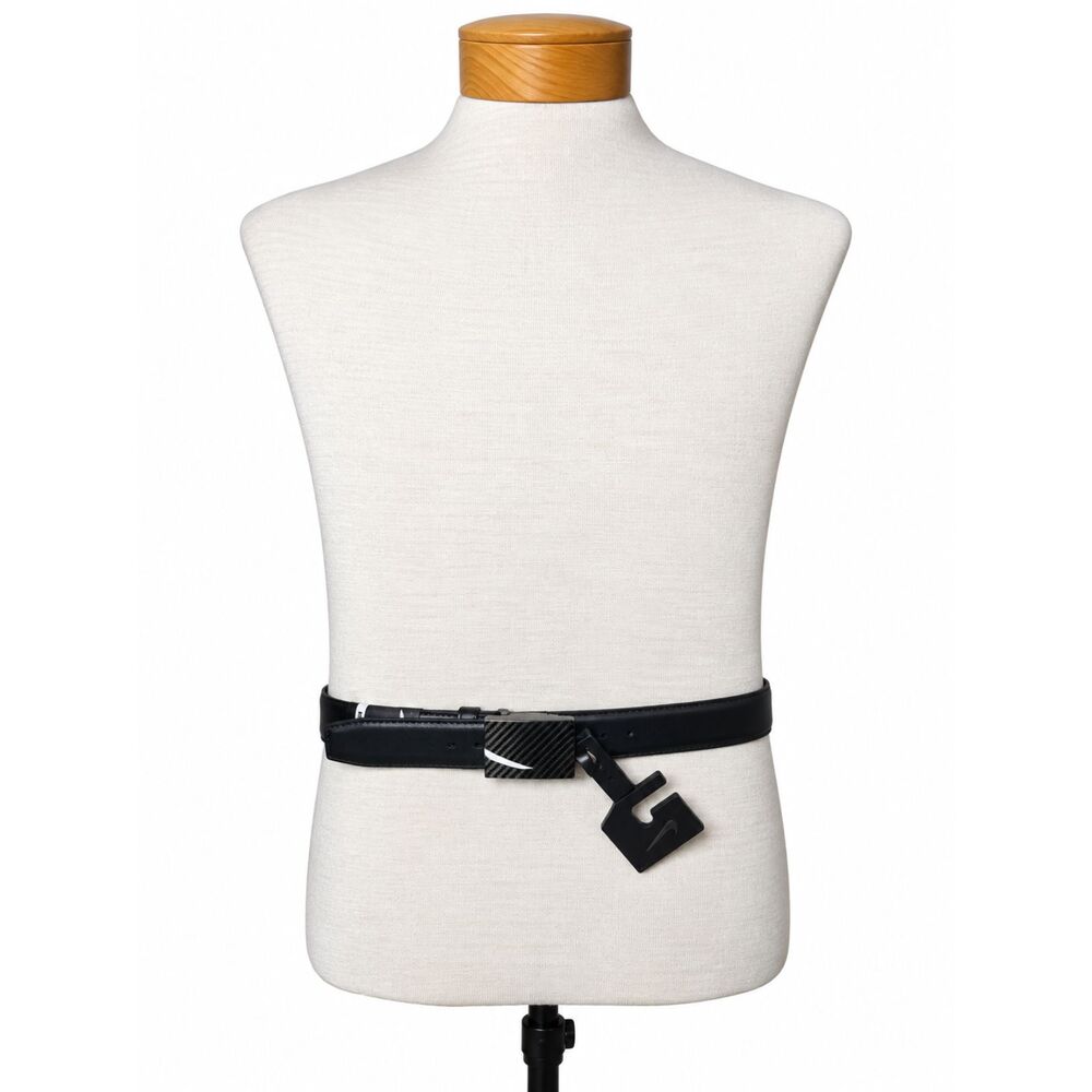 Nike Golf Men 36 Reversible Belt Black Brown Carbon Fiber Plaque Buckle NWT